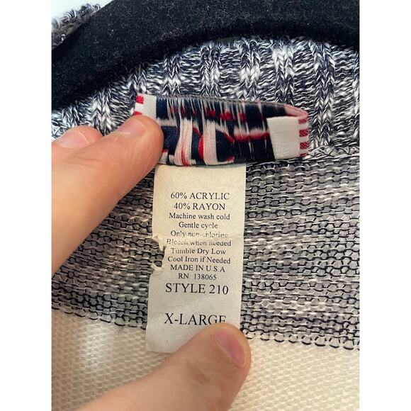 Striped Sweater Womens XL Navy and White Cardigan Long Sleeve Knit Open Top - Picture 6 of 12